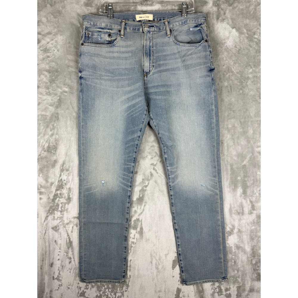 Gap 1969‎ Slim Fit Light Wash Distressed Denim Jeans Mens 34x32